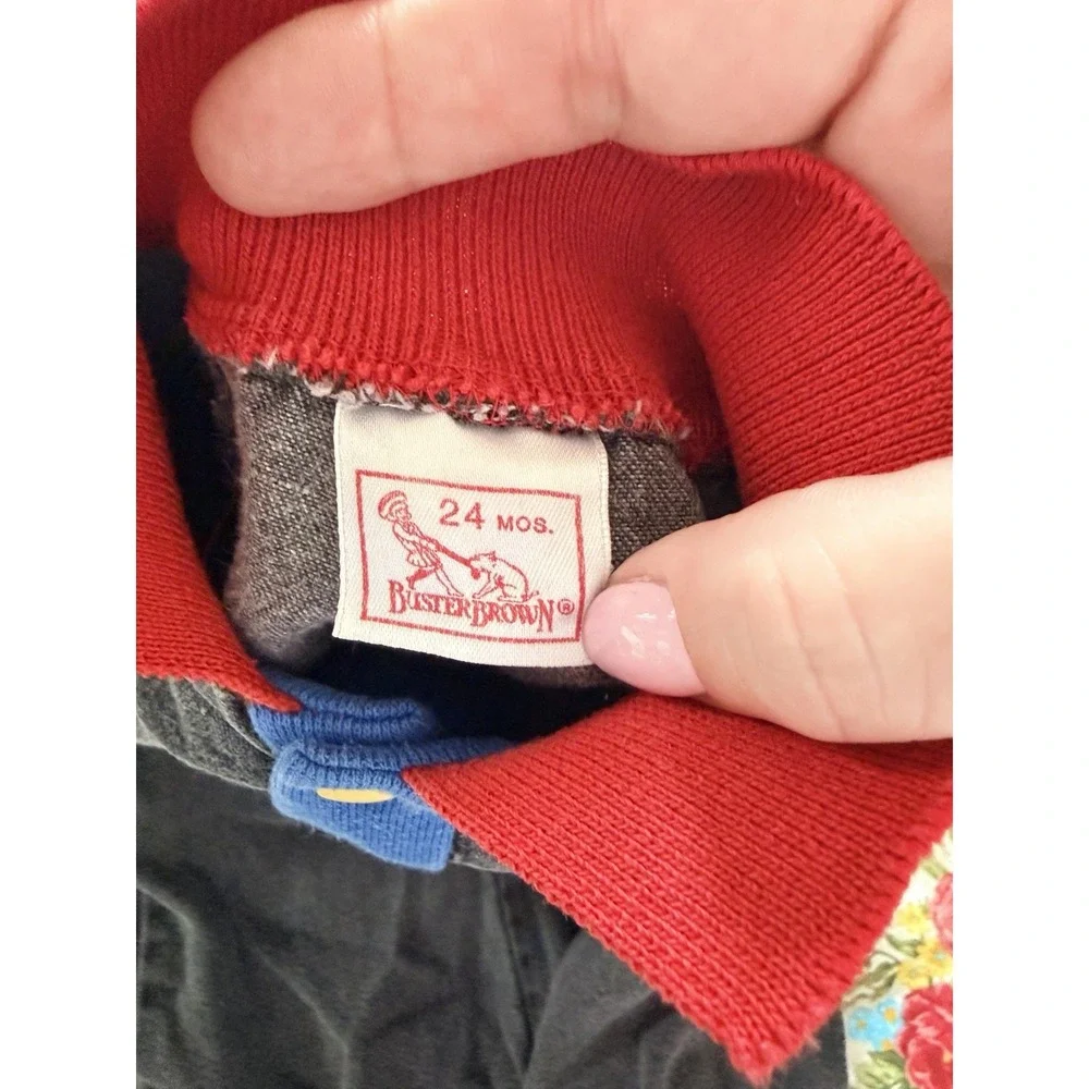 Vintage 80s Buster Brown 24 Months Baby One Piece Denim KID Romper USA